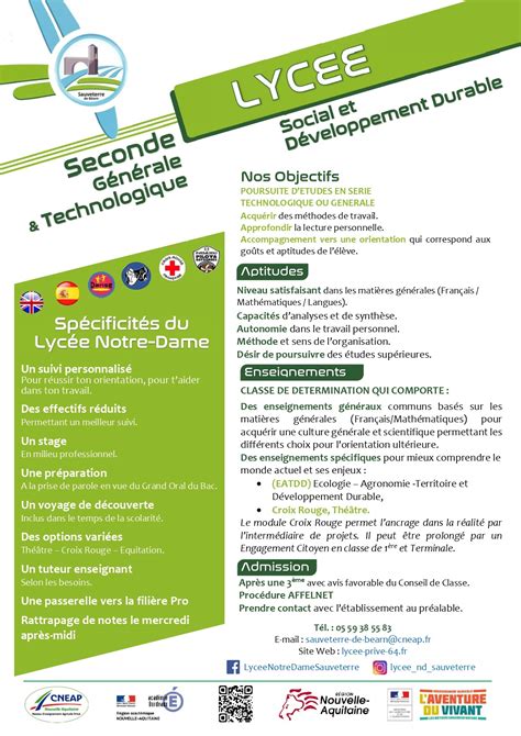 Lycée privé Notre Dame à Sauveterre 2nde générale et technologique