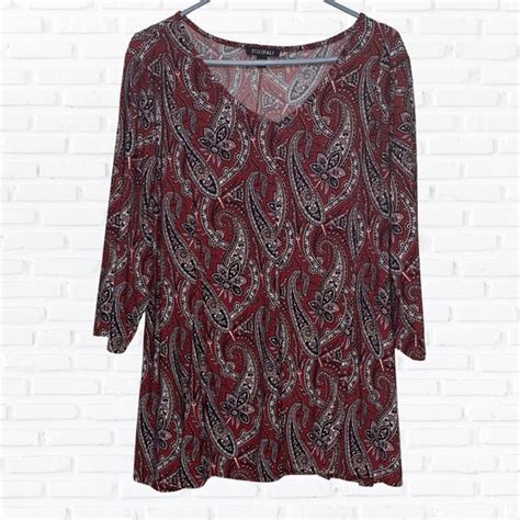 Roz Ali Tops Red Black And White Paisley Top Poshmark