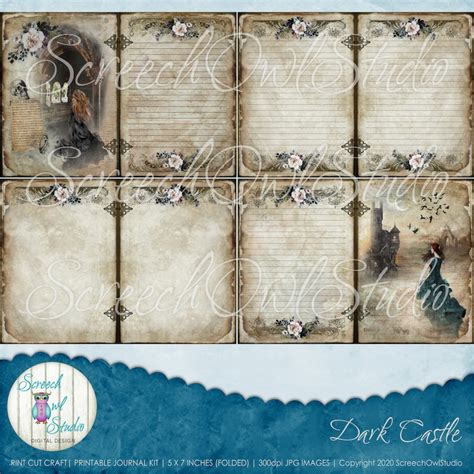 Gothic Journal Kit Digital Junk Journal Pages X Inch Etsy