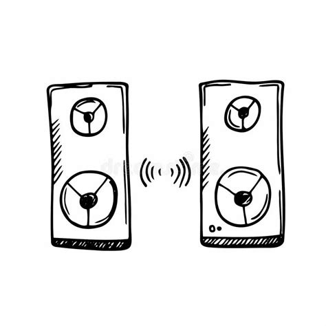 Doodle Speakers Icon Illustration On A White Background Music Concept