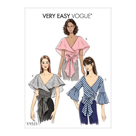 Vogue Sewing Pattern V Women S Wrap Top With Sleeve Variations