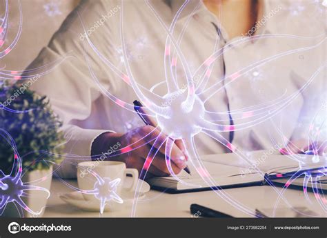 Interconnected Neuron Cells With Glowing Link Knots In Electrical