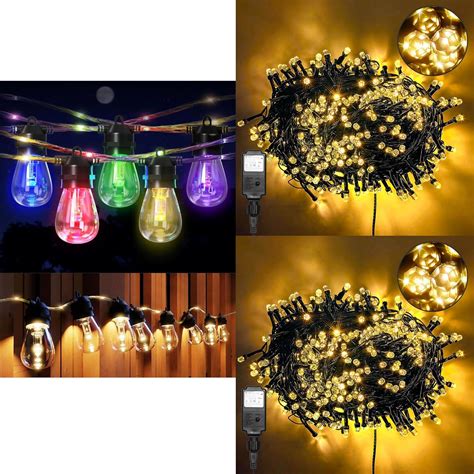 Jackyled Led Outdoor String Lights Pack Ft Led Plug In