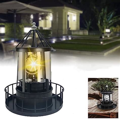 E Greetshopping LED Solar Powered Lighthouse Outdoor Waterproof 360