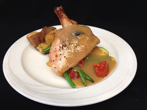 Stuffed Chicken Supreme Savoury Bread Pudding Green Bean Succotash Chicken Supreme