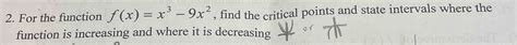 Solved For The Function F X X3 9x2 ﻿find The Critical