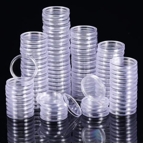 100 Pcs 25 Mm Coin Holder Capsules Clear Round Plastic