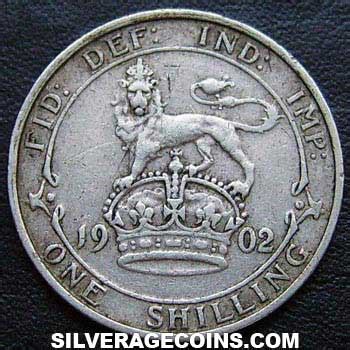 1902 Edward VII British Silver Shilling Silver Age Coins