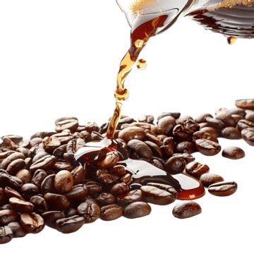 Pouring Coffee On The Beans Coffee Beans Brown PNG Transparent Image