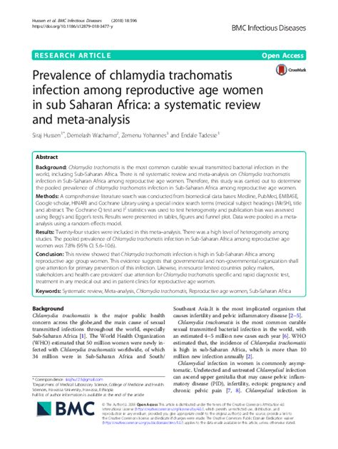 Pdf Prevalence Of Chlamydia Trachomatis Infection Among Reproductive