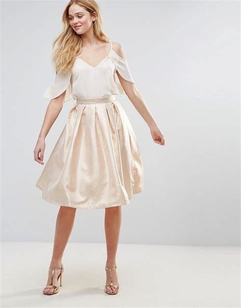 Forever Unique Metallic Skater Skirt 76 Asos Lookastic