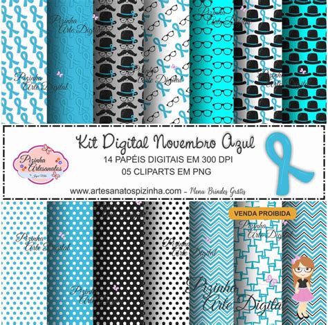 Kit Digital Novembro Azul Gr Tis Digital Paper Junk Journal Scrapbook