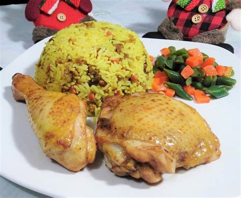 POLLO AL HORNO CON ARROZ NAVIDEÑO Una Receta de Cocina