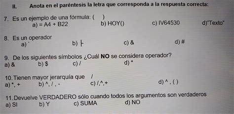 Ii Anota En El Par Ntesis La Letra Que Corresponda A La Respuesta