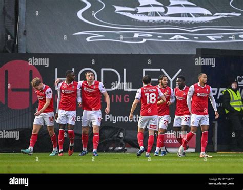 Rotherham United Players Celebrates A Goal To Make It 0 1 During The