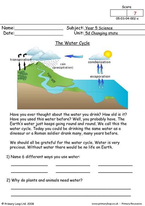 The Water Cycle Worksheet Ks2