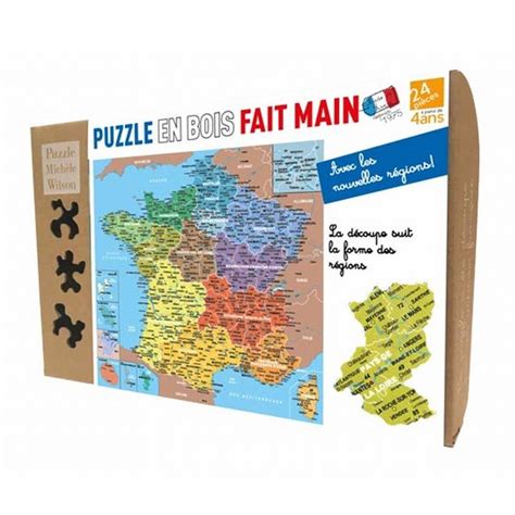 Puzzle En Bois Carte De France R Gions Boutique Bcd Jeux