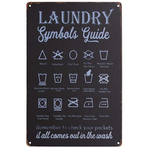 Buy PXIYOU Laundry Symbols Guide Typography Vintage Vintage Metal