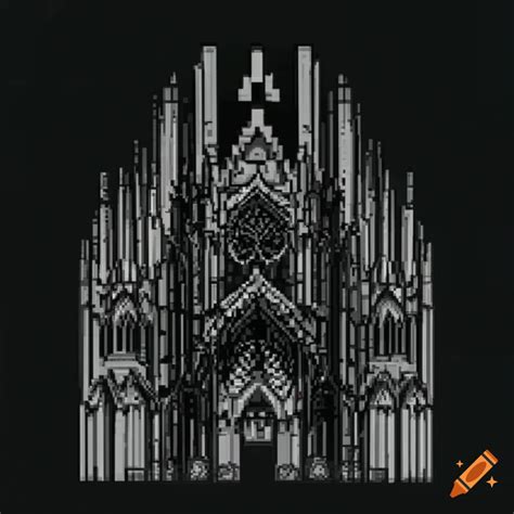 Intricate Pixel Art Of A Gothic Cathedral