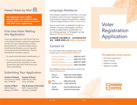 Hawaii Hawaii Voter Registration Application Fill Out Sign Online