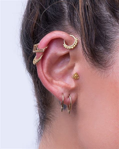 Piercing Set 14k Gold Piercing Helix Earring Forward Helix Etsy