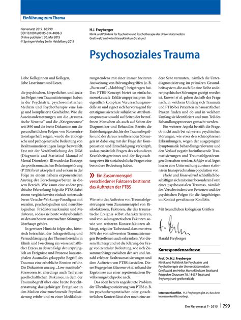 Pdf Psychosoziales Trauma