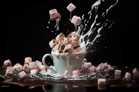 Marshmallows Floating On Top Of Hot Chocolate Premium AI Generated Image