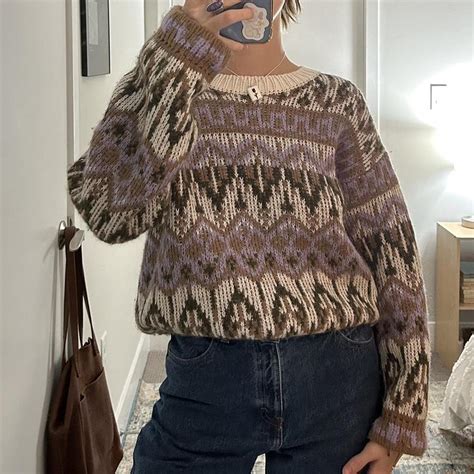 Anthropologie Patterned Wool Sweater ⭐️ Super Cozy Depop