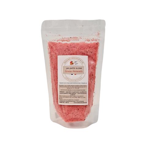 Sucre aromatisé Fraise Amaretti 200G Madame Chocolat Cie