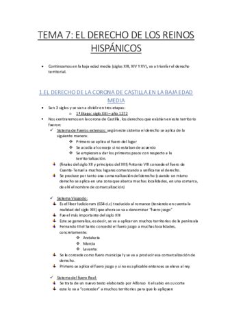 Tema El Derecho De Los Reinos Hisp Nicos Pdf