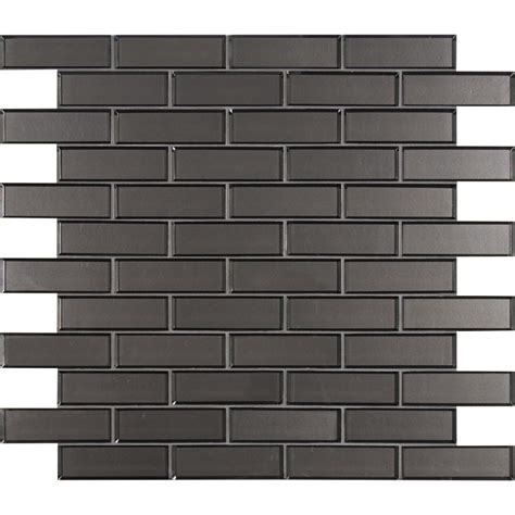 Metallic Gray 2x6x8 Glossy Bevel Glass Subway Tile Backsplash Tile Usa