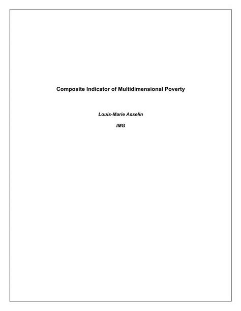 Pdf Composite Indicator Of Multidimensional Poverty Pep