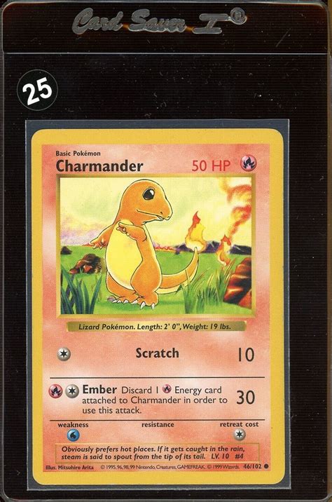 Shadowless Charmander 46 102 Base Set Rare Vintage Pokemon Card NM