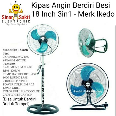 Jual Kipas Angin Besi Tornado Ikedo Industri 3 In 1 18 18 Inch Berdiri