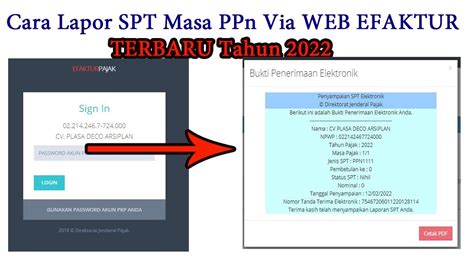 Cara Lapor Spt Masa Ppn Via Web Efaktur Youtube