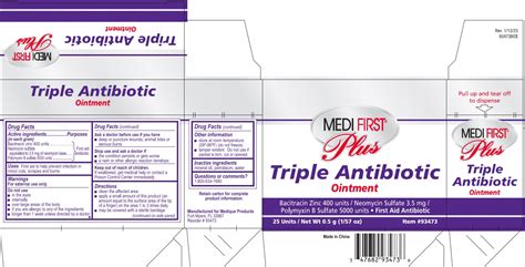 Dailymed Medi First Triple Antibiotic Bacitracin Zinc Neomycin Sulfate Polymyxin B Sulfate