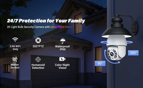 Topiacam 4MP Light Bulb Security Camera 360 2K Cameras Wireless 2