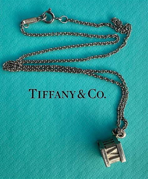 Tiffany Co Atlas Roman Numeral Cube Pendant Necklace Chain Sterling