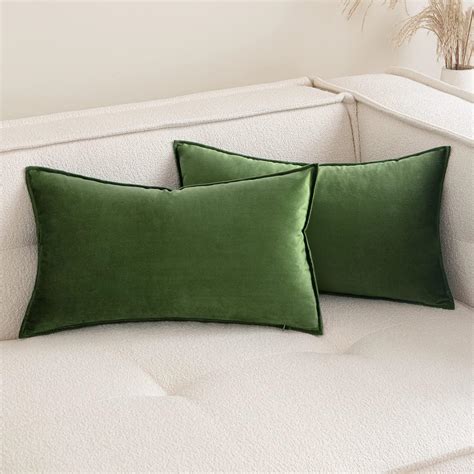 Amazon MIULEE Moss Green Decorative Velvet Throw Pillow Covers