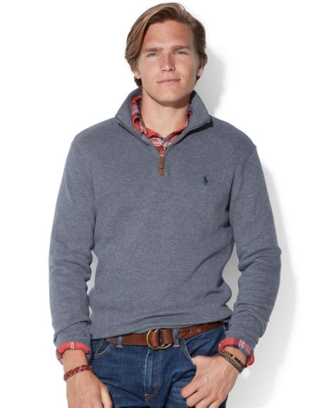 Polo Ralph Lauren French Rib Half Zip Pullover Sweater In Gray For Men