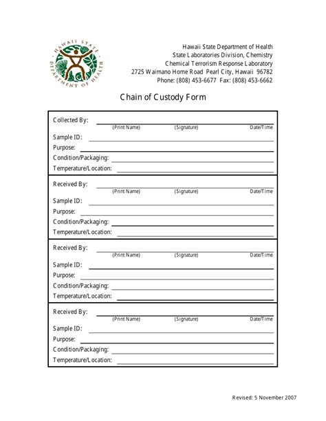 Free Printable Chain Of Custody Form Printable Forms Free Online