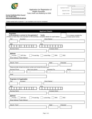 Fillable Online Centralgoldfields Application For Registration Of