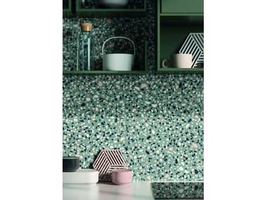 Medley Green Porcelain Stoneware Wall Floor Tiles Terrazzo Effect By Ergon