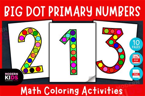 Big Dot Primary Numbers Coloring Pages Graphic by Ovi's Publishing · Creative Fabrica