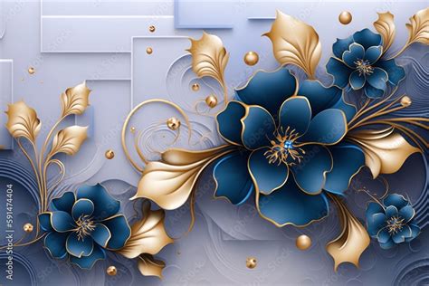 Blue Flower Design Wallpaper