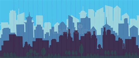 Ilustração Do Vetor Da Skyline Da Cidade Paisagem Urbana Sil Azul Da