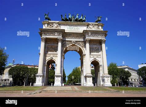 Milan Italy August Triumphal Arch Of The Peace In Milan