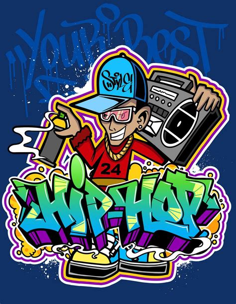 Graffiti cartoon illustrations in vibrant colors. Street art hip-hop ...