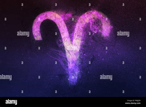 Aries Zodiac Sign Night Sky Background Stock Photo Alamy