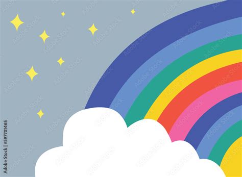 Colorful rainbow with clouds wallpaper background vector Illustration ...